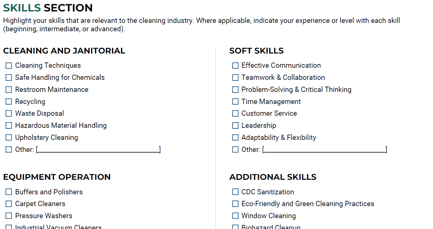 Cleaning Employment Application Template (+Free PDF Download) > Image 3