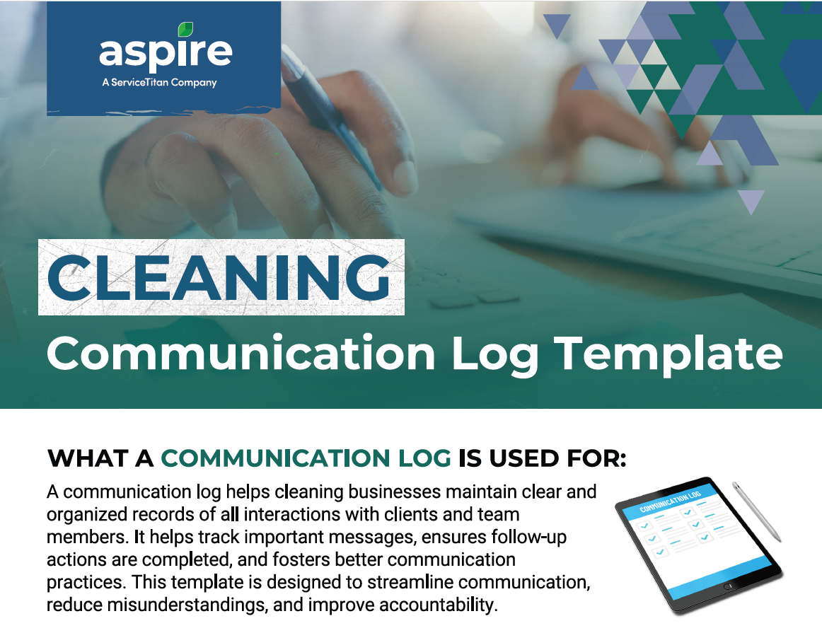 Cleaning Communication Log Template (+Free PDF Download) > Screenshot 1 (Image)