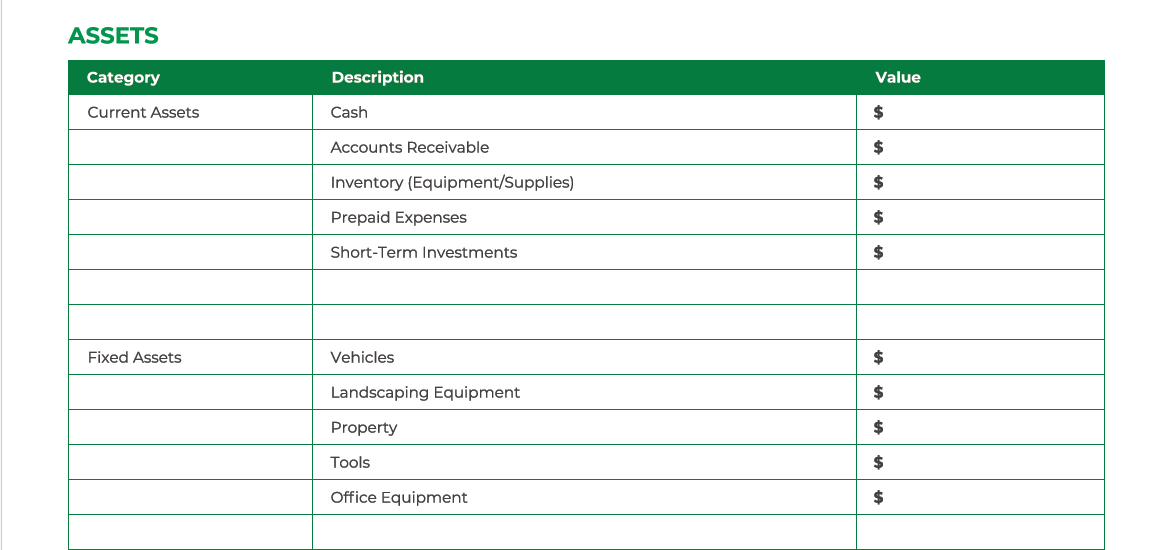 Landscaping Balance Sheet Template (+Free PDF Download) > Screenshot 1